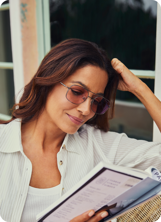 Tinted glasses store for migraines